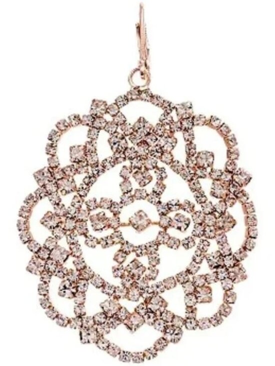 Vera Wang Jewelry - VERA WANG Victorian Rose Gold Clear Crystal Lace Filigree Drop Earrings**NEW!